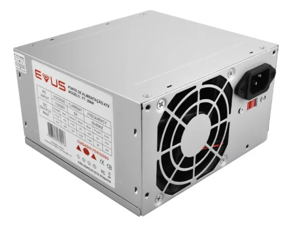 Fonte Evus Ft-200w Real 20/24p+cabo De Forca E Caixa