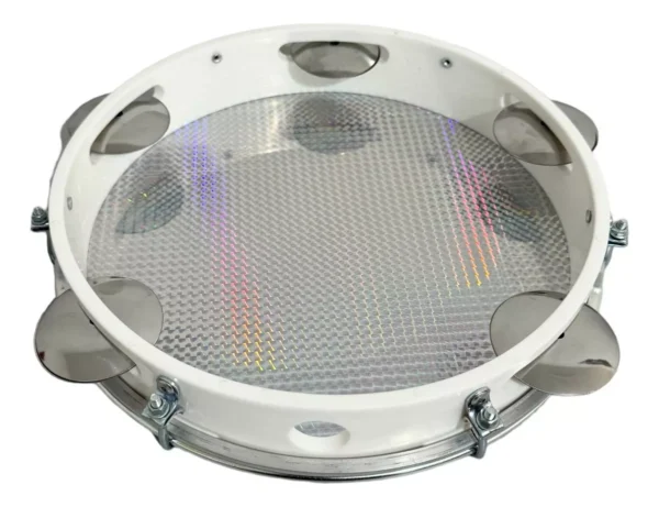 Pandeiro 10 Polegadas Profissional Vanguarda Holográfica branco - Image 3
