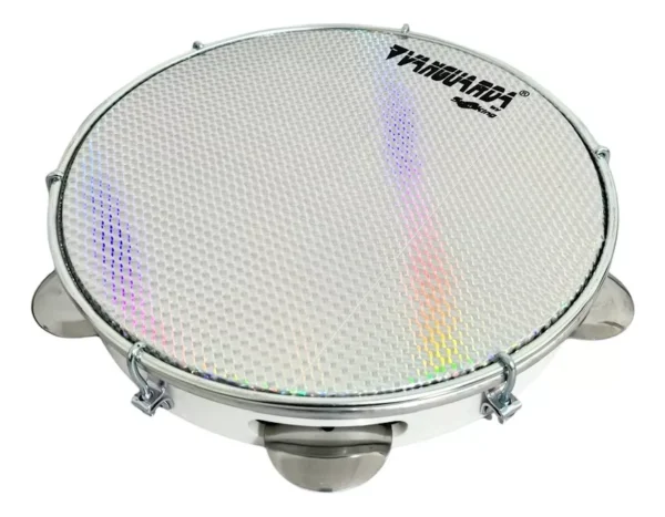 Pandeiro 10 Polegadas Profissional Vanguarda Holográfica branco - Image 2